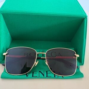 Bottega Veneta Gold Frame Sunglasses with Brown Lenses